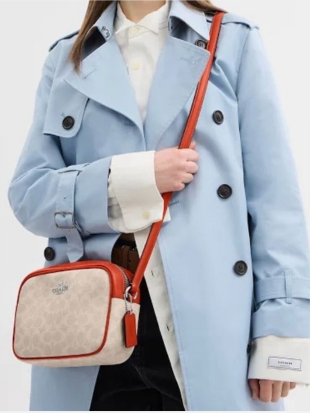 NWT Coach Jaimie Camera Cream and Deep Orange Crossbody Bag Plus Dusty Host Pick - Picture 2 of 12